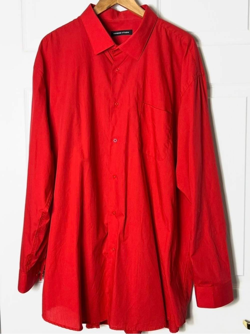 Adrienne Vittadini Sz 3XL Men's Red 36/37  Button-Dress Shirt with Cuffinks VTG